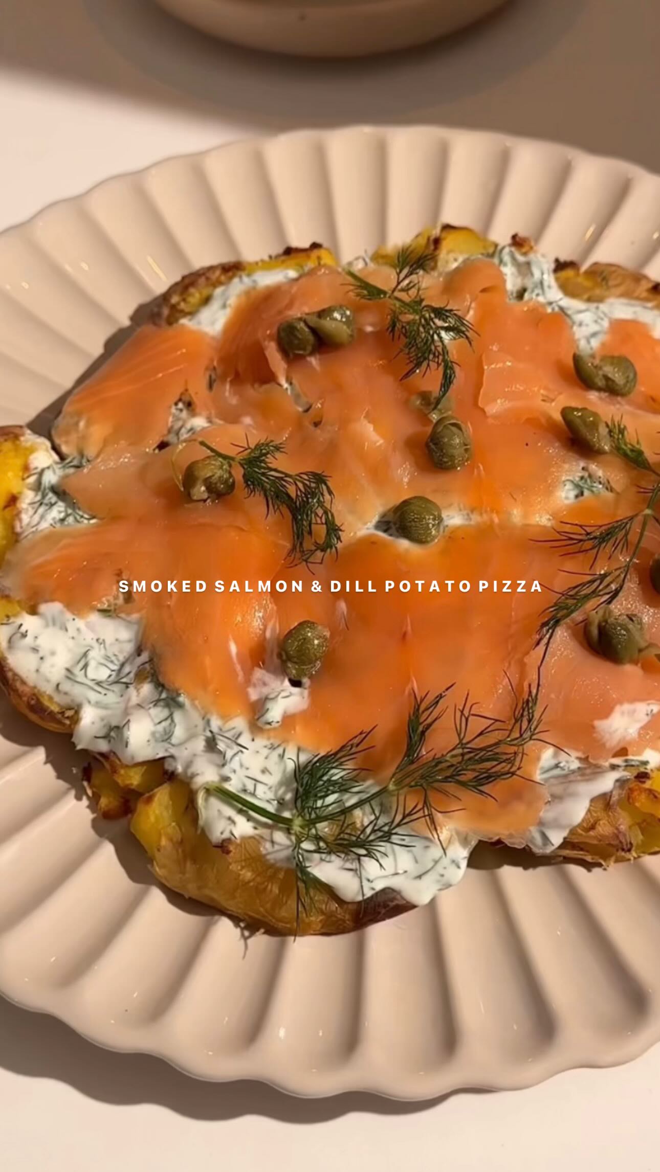 Smashed Potato Pizza with Smoked Salmon